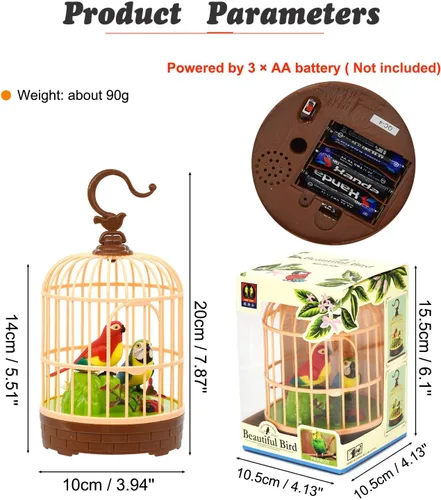 Vista 2 de HWD Juguete de Jaula de Pájaros de Inducción Activado por Voz, Juguetes de Pájaros Loros que Hablan Pían y Aletean, Regalos para Bebés Niños