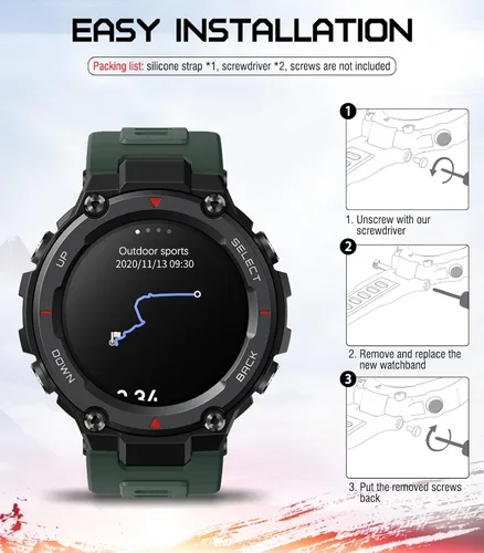 Vista 4 de MoKo Sport Band Compatible with Amazfit T-Rex/T-Rex Pro Verde oliva