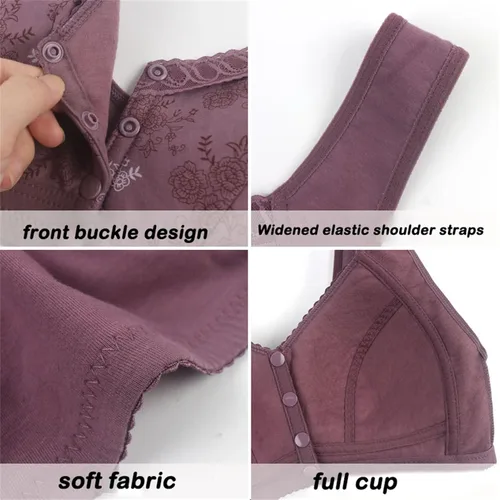 Vista 3 de Glamorette Snap Front Bra Mujer Mayor, Glamorette - Sujetador de algodón con cierre frontal
