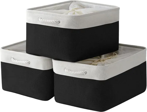 Vista 110 de TheWarmHome Contenedores de almacenamiento para estantes, tamaño mediano, 3 unidades, 13.8 pulgadas de largo x 9.8 pulgadas de ancho x 6.7 pulgadas
