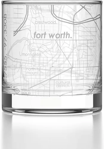 Vista 149 de Well Told Vaso de rocas grabado con mapa de Akron, Ohio, cristalería estilo antiguo (325ml, transparente) Vaso de bourbon grabado, regalos