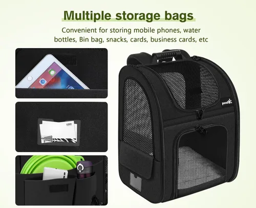 Vista 9 de Pecute - Mochila para mascotas, extensible con malla transpirable para perros pequeños, gatos, mochila para mascotas, para senderismo, viajes