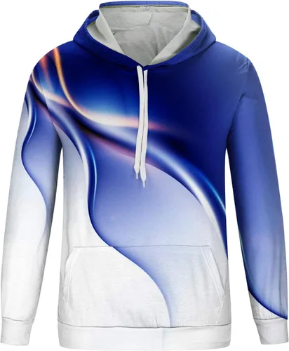 Vista 4 de Muscularfit Sudaderas con capucha para hombre, ajuste regular, estampado de línea, manga larga, cordón ligero, sudadera con capucha