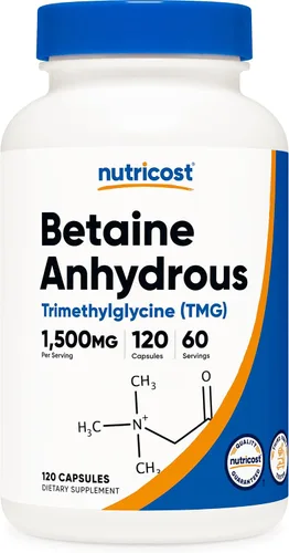 Vista 6 de Nutricost Betaína anhidra Caps 1500mg, 60 porciones por botella (2 botellas)
