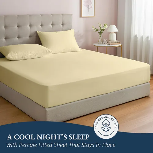 Vista 5 de LANE LINEN Sábana bajera de algodón 100% orgánico Queen Plus con fundas de almohada, resistente a las pelusas y a la decoloración, completamente 18
