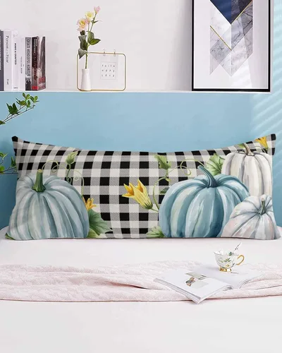 Vista 2 de Funda de almohada corporal de Acción de Gracias, fundas de almohada suaves decorativas para sofá largo y lumbar, funda de cojín con cierre de sobre