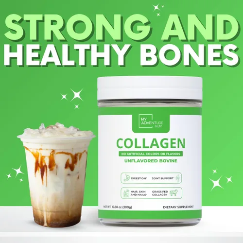 Vista 3 de My Adventure to Fit Colágeno hidrolizado para mujeres, polvo de colágeno alimentado con pasto para el crecimiento muscular y proteína de colágeno