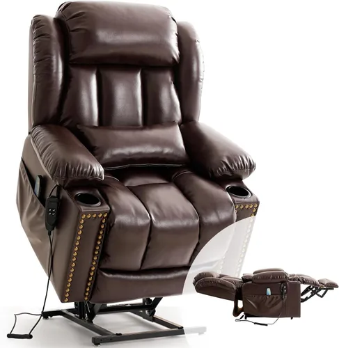 Vista 17 de PARKOL Silla reclinable eléctrica para ancianos y personas mayores, sillón reclinable eléctrico de cuero transpirable con masaje por vibración