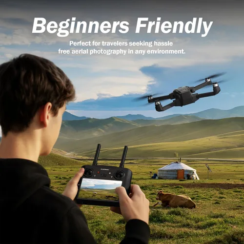 Vista 6 de Drones sin escobillas K600GPS con cámara EIS para adultos principiantes y niños, dron con pantalla de 4.5 pulgadas en el controlador, FPV Drone