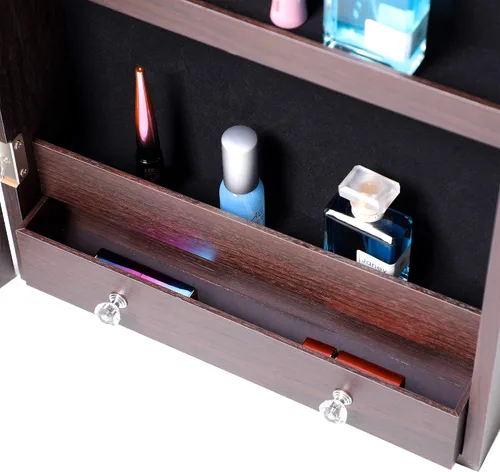 Vista 4 de Jewelry Armoire Mirror Cabinet WallDoor Hanging Mounted Door,Lockable Makeup Mirror Organizers and Storage With LED Light,Full-length Mirror with