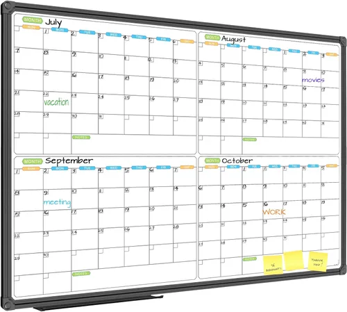 Vista 7 de JILoffice Calendario de Pizarra Blanca de Borrado en Seco - Calendario de Pizarra Blanca Magnética Mensual 24 X 18 Pulgadas, Marco de Aluminio Negro