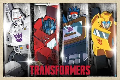 Vista 7 de Trends International Hasbro Transformers - Póster de pared clásico, 14.725 x 22.375 pulgadas, versión enmarcada de madera de granero