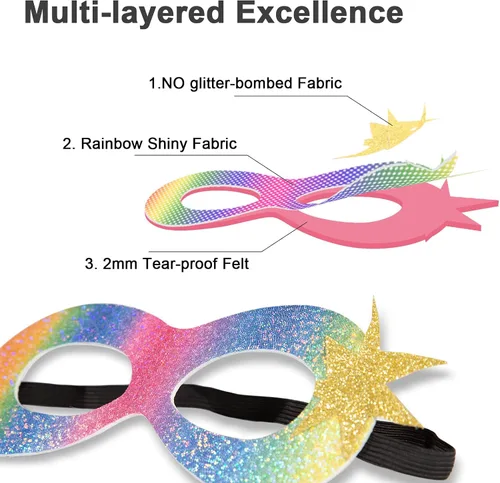 Vista 4 de iROLEWIN Kids Superhero-Capes-Costumes for Girls Princess Dress-Up Fairy Cape Mask Tutu as Christmas Birthday Gifts Toys