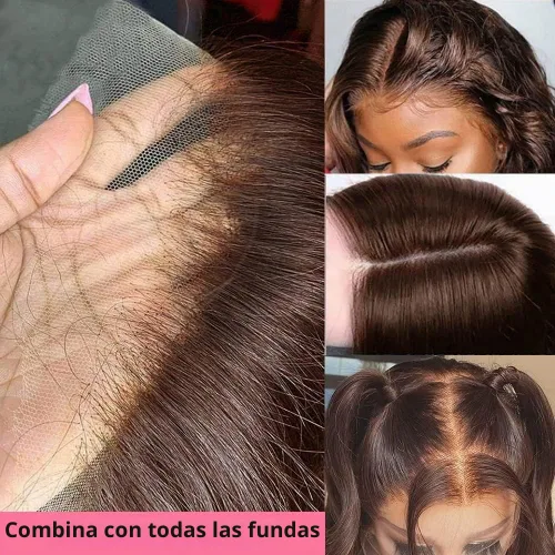 Vista 3 de ghotool Pelucas de cabello humano ondulado con encaje frontal de 13 x 6 pulgadas, densidad 200, pelucas de cabello humano HD transparente de 13 x 6