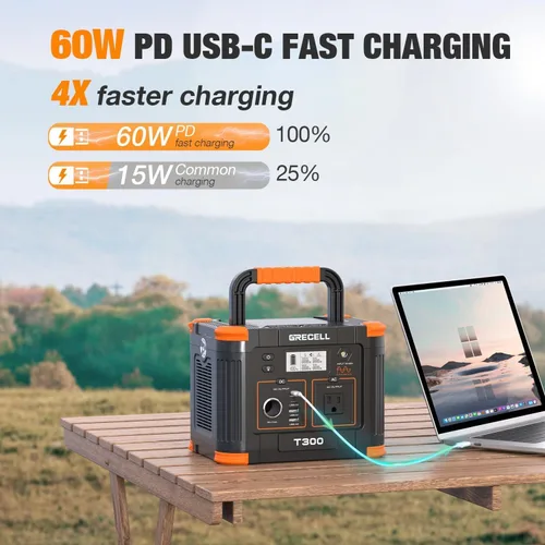 Vista 3 de GRECELL Estación de energía portátil 330W, 230.88Wh generador solar Verde