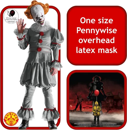 Vista 4 de Máscara para adultos IT Pennywise, Multi