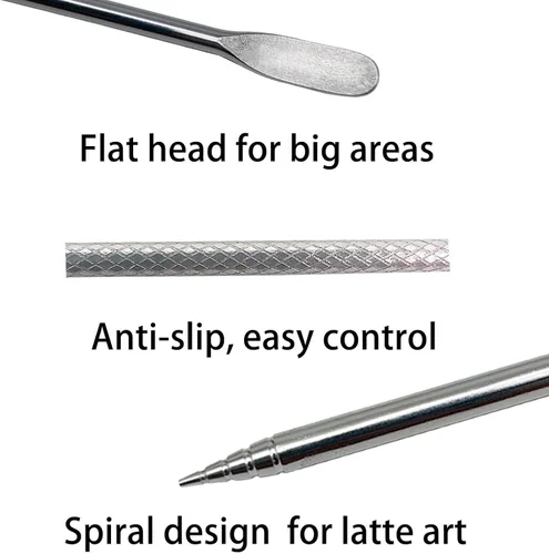 Vista 3 de Pluma artística de café con leche de acero inoxidable – Bolígrafo de especias, accesorio para máquina de café espresso capuchino, herramienta