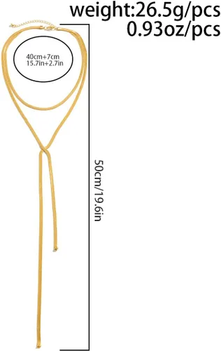 Vista 4 de Caiyao Collar de cadena de serpiente para mujer, collares de espiga dorados, collar largo de giro en Y Lariat