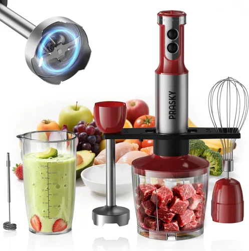 Vista 10 de Immersion Blender Handheld 1200W, 20-speeds Immersion Hand Blenders, Hand Mixer with Mining Beaker,Chopper,Whisk, Frother and Stick Blender Suitable