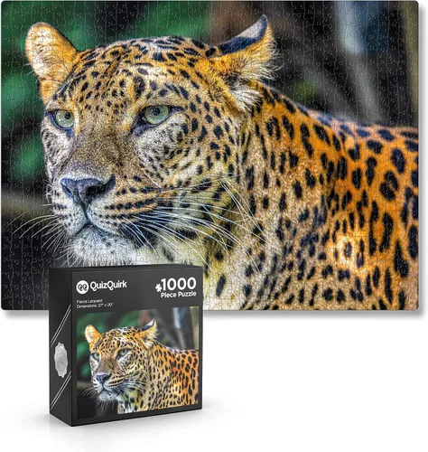 Vista 8 de QuizQuirk - Rompecabezas de 1000 piezas, rompecabezas de leopardo audaz para adultos/adolescentes (kit de ahorro de rompecabezas incluido)