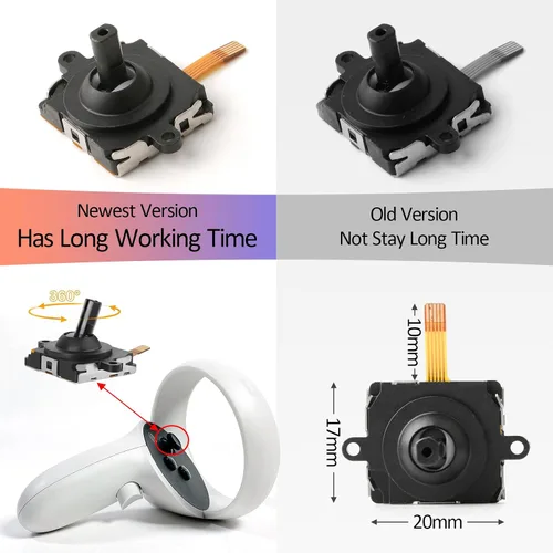 Vista 3 de 2Pcs for Oculus Quest 2 Joystick Replacement Kit for Oculus Quest 2 Controller Thumbstick Replacement Drift Repair Switch Replacement Accessory with