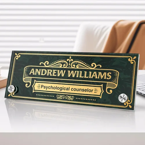 Vista 79 de Placa de identificación personalizada para escritorio, decoración de oficina de acrílico transparente con diseño de flores, decoraciones