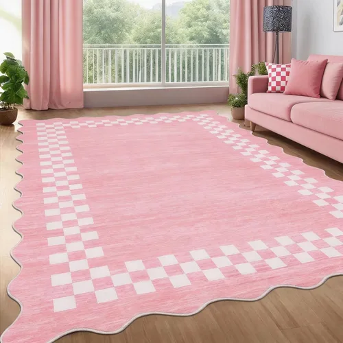 Vista 28 de GarveeHome Alfombra lavable de 5 x 7 pies para sala de estar, alfombra Beige festoneado