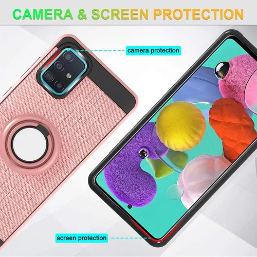 Vista 7 de Asuwish Funda compatible con Samsung Galaxy A51 4G, protector de pantalla de vidrio templado, soporte de anillo resistente, accesorios celulares