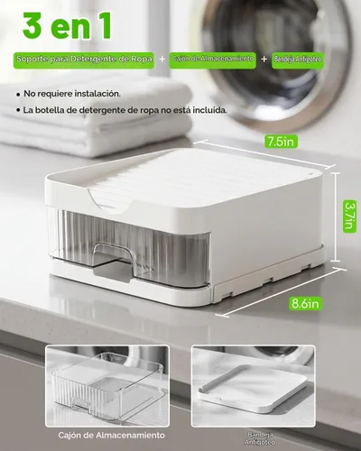 Vista 2 de 3-in-1 Laundry Detergent Holder + Storage Drawer + Drip Tray
