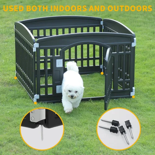 Vista 3 de Corralito plegable para mascotas, puerta para perros, plástico resistente, corral de ejercicio para cachorros, cerca para mascotas pequeñas, jaula