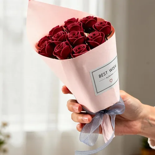Vista 6 de IFAMIO 100 piezas de rosas artificiales de espuma color burdeos, mini flores falsas, cabezas de rosas artificiales artificiales para ramos