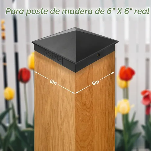 Vista 2 de True 6" x 6" Tapa de poste de aluminio resistente, recubrimiento en polvo Negro