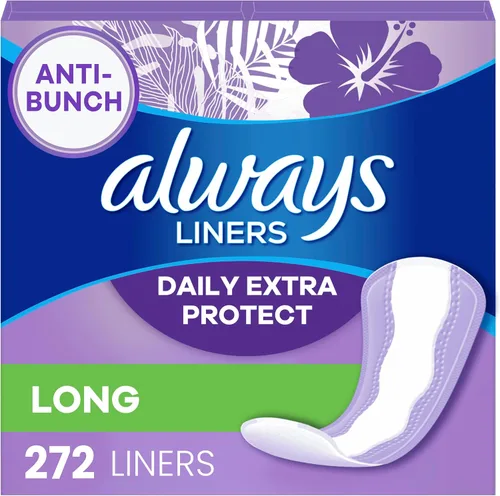 Vista 13 de Always Panty Liners para mujer Anti-Bunch Xtra Protection Daily Liners, largos, sin perfume, 108 unidades (paquete de 4)