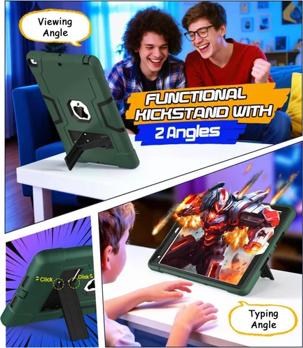 Vista 3 de Cantis - Funda para iPad de 9.ª generación/ 8.ª generación/ 7.ª generación, funda protectora resistente a los golpes con construcción robusta