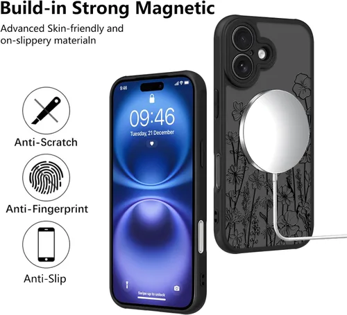 Vista 131 de KANGHAR - Funda compatible con iPhone 11, diseño de leopardo negro, textura de neumático antideslizante, a prueba de golpes, funda protectora