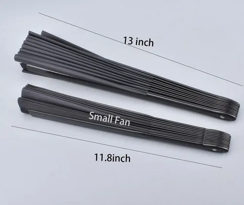 Vista 6 de Ventilador plegable de 11.8 pulgadas, negro, pequeño, ventilador de mano chino Kung Fu Tai Chi para hombres, mujeres/niños con una funda de tela