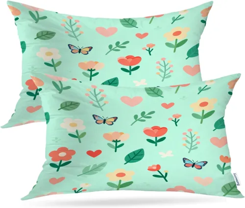 Vista 14 de Batmerry Autumn Maple Leaves Throw Pillow Covers, red Fall Orange Leaves Decorative Pillow Covers Digital Printing Blended for Couch Sofa Bed