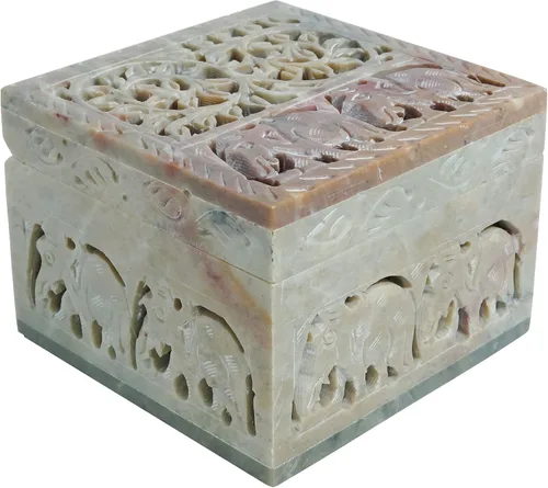 Vista 5 de Crocon Joyero de elefante hecho a mano Caja de piedra para joyería 4 x 4 pulgadas organizador hecho a mano caja de baratijas regalo para ella