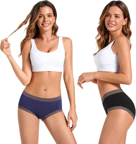 Vista 6 de ANNYISON Ropa interior para mujer, cintura alta, cobertura completa, calzones coloridos de algodón para mujer