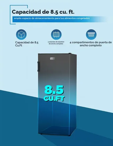 Vista 2 de BLACK+DECKER - Congelador vertical de 8.5 pies cúbicos, congelador de pie con control de temperatura mecánico, congelador vertical con 3 estantes