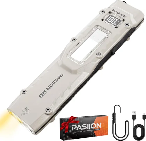 Vista 12 de Linterna táctica EDC, linternas planas recargables, linterna LED de doble interruptor pequeña con pantalla digital, luz de bolsillo de acero