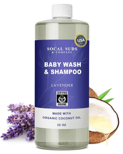 Vista 12 de SoCal Suds & Company Champú y gel de baño orgánico 2 en 1 para bebés y gel de baño, jabón de Castilla, jabón corporal suave y champú para pieles
