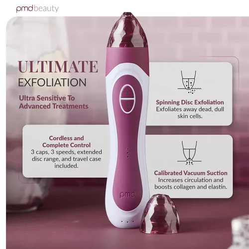 Vista 2 de PMD Beauty Personal Microderm Elite Pro - At-Home Use, Facial Exfoliator Tool, Microdermabrasion Machine Kit for Face and Body Skincare