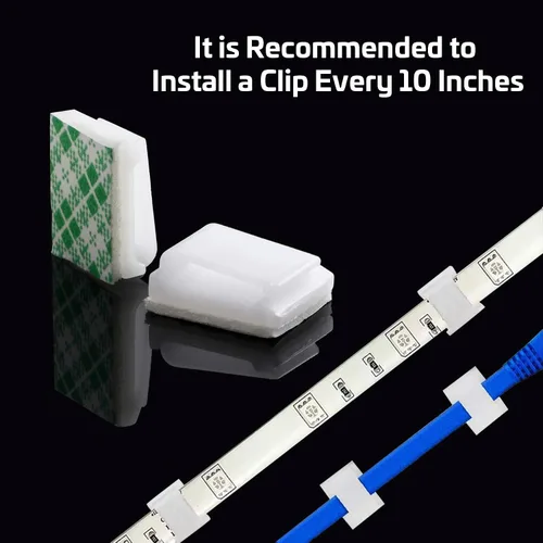 Vista 3 de PETKNOWS 120 clips de montaje de tiras de luz, color blanco, autoadhesivos, sujetadores de luz LED, soporte de montaje, abrazadera de cable
