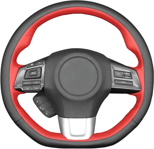 Vista 15 de MEWANT Funda de volante de automóvil transpirable cosida a mano para Subaru WRX 2015-2021 / WRX STI 2015-2021, accesorios para volante Subaru WRX