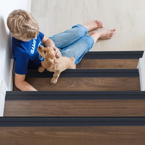 Vista 7 de Trimold Vinilo Antideslizante para Borde de Escalera, Paso de Escalera Autoadhesivo Antideslizante, Protector de Borde de Goma Flexible