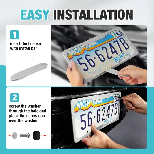 Vista 5 de DuraTech Marcos de matrícula de silicona, cubierta de placa resistente al óxido para coche, protector de placa a prueba de sonajero con kits