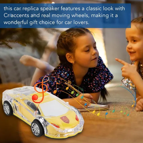 Vista 2 de Yoidesu Altavoz Bluetooth para coche, estilo retro con luces LED, 8.7 pulgadas USB recargable, amarillo