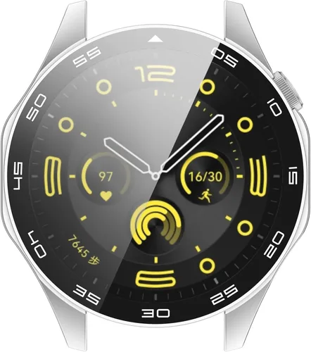 Vista 8 de FitTurn Funda rígida de policarbonato con protector de pantalla de vidrio templado a escala integrada compatible con Huawei Watch GT4