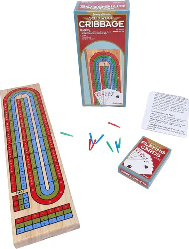 Vista 2 de Family Classics Cribbage – Tablero continuo de madera maciza de 3 vías con compartimento de almacenamiento integrado para clavijas